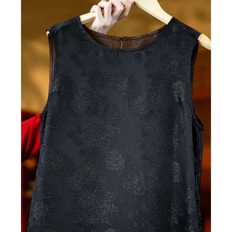 墨棠《非遗美学》T1673新中式复古优雅气质无袖连衣裙