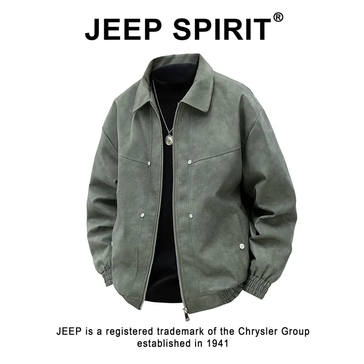JEEPSPIRIT吉普美式复古翻领夹克男士秋冬季宽松潮流酷帅胖子上衣
