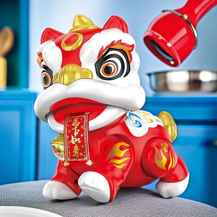 儿童国潮电动醒狮玩具小男孩耐摔会动的声光跳舞摇摆仿真网红舞狮