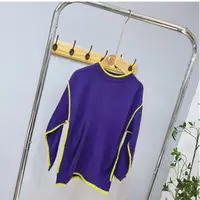 96693高端专享秋款撞色毛衣紫色（蒂萨）