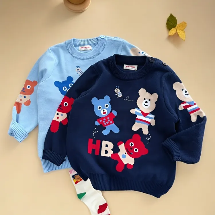 男女童长袖套头针织毛衣