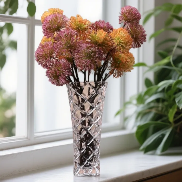 品质加厚方口钻石直筒钻石玻璃花瓶百搭适合客厅卧室水养鲜花