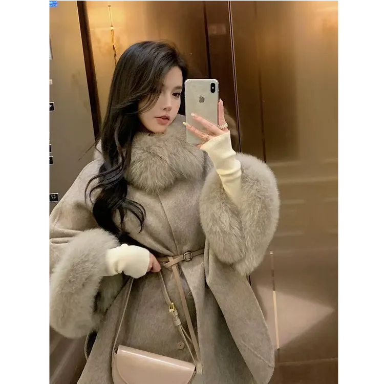 2025冬新款双面呢大衣高级感毛领毛呢外套S811164