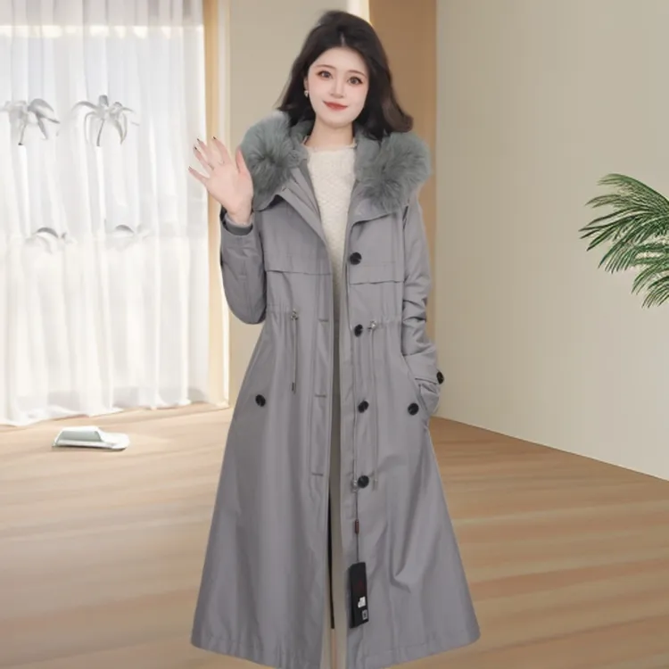 Gowani/乔万尼派克服女冬中长款可拆卸保暖抽绳中长款EN4N773