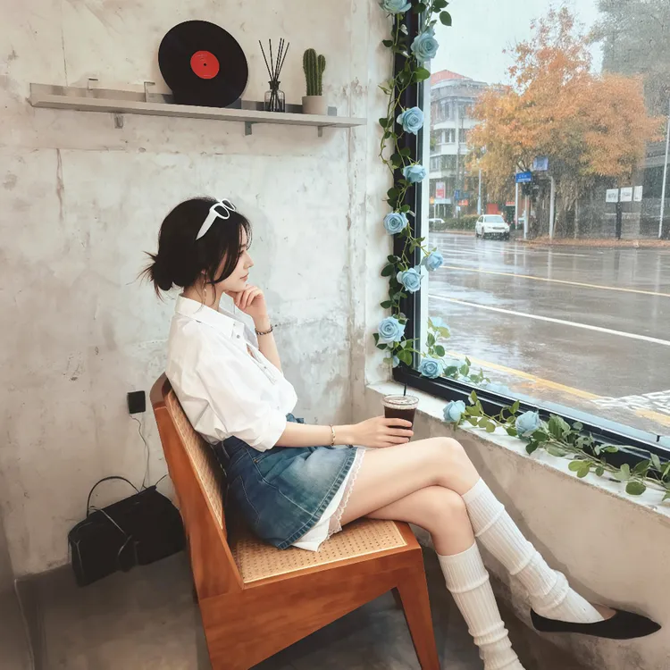 洋气千金感时尚韩系套装女2025夏新款宽松翻领中长款牛仔裙两件套