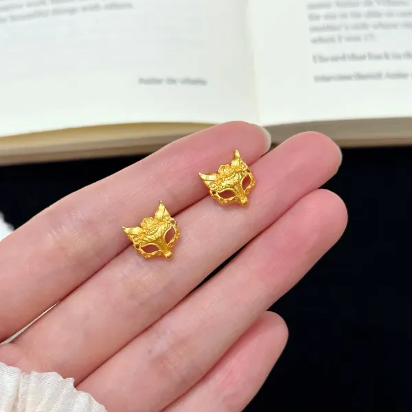 铜合金耳饰 新中式狐狸面具耳钉时尚精美百搭不掉色女款灵狐耳饰