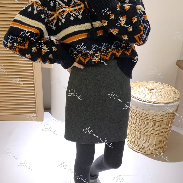 【ART ME】绵羊毛混纺游牧风提花撞色松弛氛围感两色上衣w24673