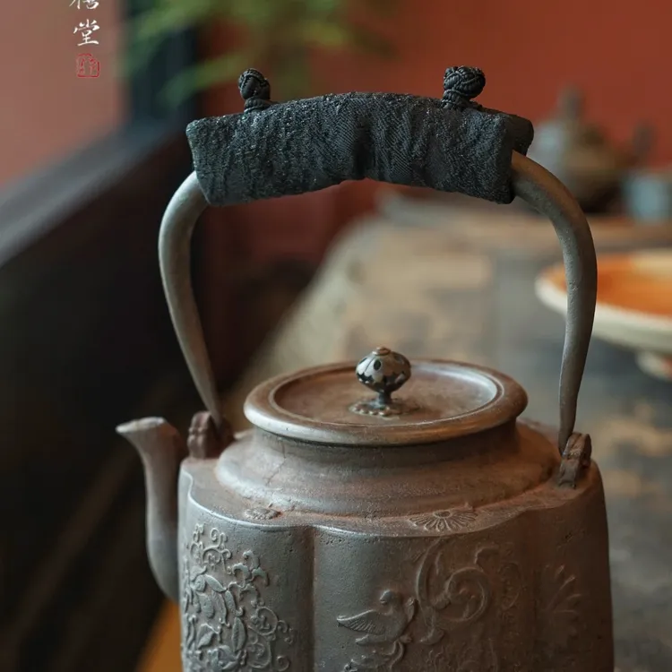 黑色壶把套防烫布 铁壶提手布茶布隔热垫 银壶把手防烫套烧水壶