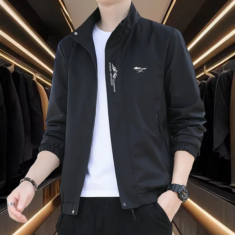 品牌男士夹克外套2025春秋新款时尚运动休闲百搭立领男装薄款风衣
