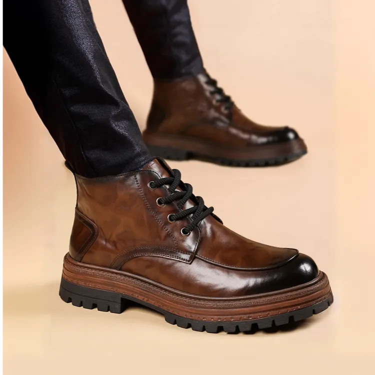 纪诗哲马丁靴男士新款秋冬季高帮工装靴厚底英伦风厚底短靴