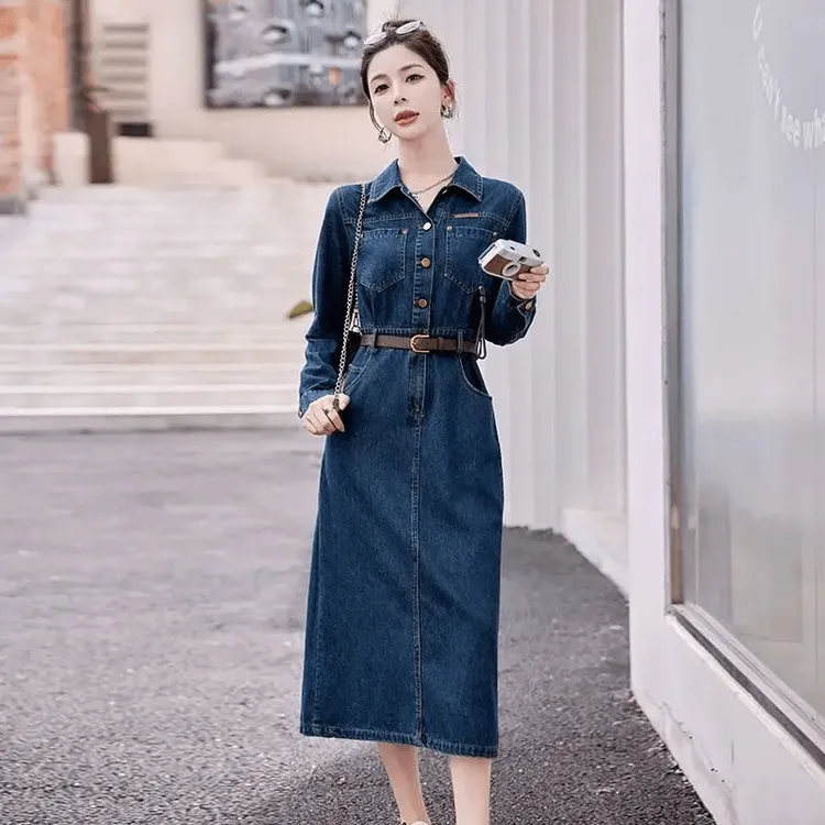 春季牛仔裙子质感高级感秋装女新款爆款长袖连衣裙气质显瘦