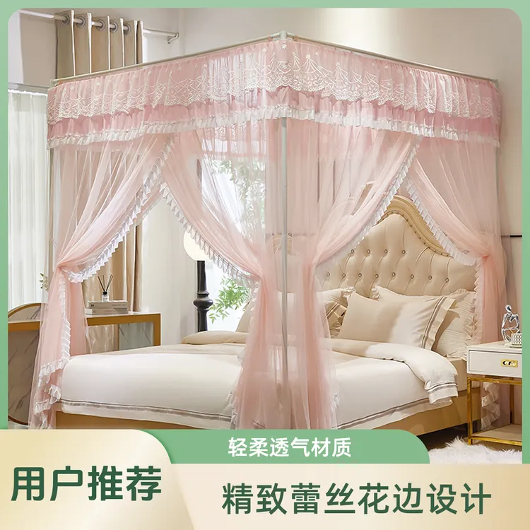 蚊帐家用卧室2025新款落地式三开门宫廷大床上加密加厚加粗蚊帐