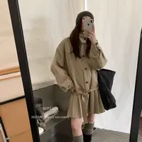 88563克林美术馆 复古百褶风衣裙外套