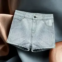 夏季新品！女士夏季设计感毛边纯棉牛仔裤F873