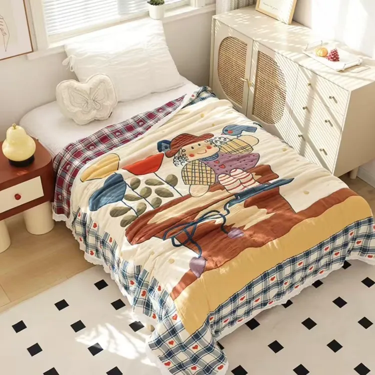 【孤品泡芙被】四季柔软加厚十层纯棉精梳多功能轻奢单人睡毯