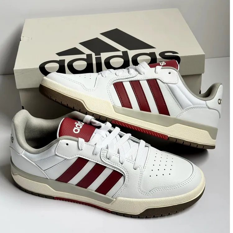 adidas/阿迪达斯neo Entrap耐磨低帮板鞋男女同款白红官方正品