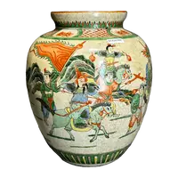25320399x哥釉五彩人物故事纹罐