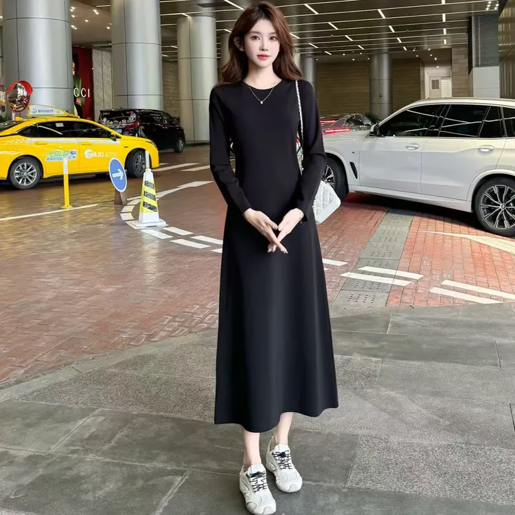 【现货+送运费险】配大衣连衣裙宽松休闲显瘦长裙女生韩系ins衣服