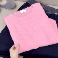 丝羊绒！量少！【冰美人】圆领套头纯色麻花宽松长袖针织毛衣 257031