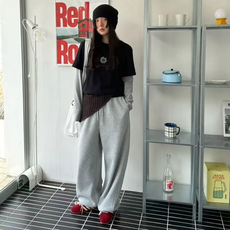 【香姐AND】【91556】冬季时尚加厚爆款韩系大版磨毛卫裤出片裤长100