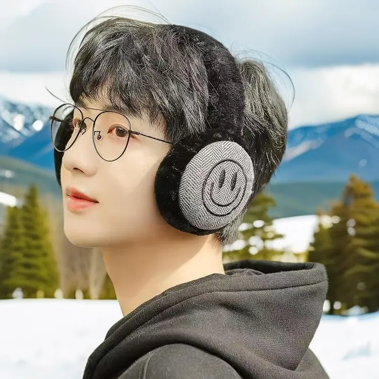 笑脸折叠耳套学生冬天保暖耳罩韩版时尚护耳朵耳罩耳捂子防冻毛绒