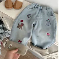 【可爱卡通刺绣】2025女童冬款新款潮流洋气时尚HS65629加绒牛仔裤