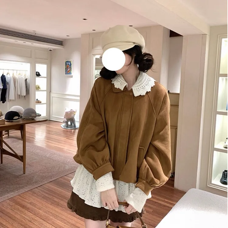 复古美拉德棕色夹克外套女秋冬季2025新款早秋韩系氛围感穿搭上衣