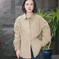 FF衬衣纯色落肩袖女式工装风立领衬衫外套时尚宽松夏季百搭