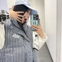 情侣叠穿外搭棉马夹背心复古格子立领保暖早秋轻薄棉衣马甲短外套