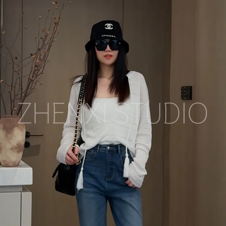 针西【白纱衫两穿】高个子穿搭加长长袖休闲百搭前后两穿毛衫S70235