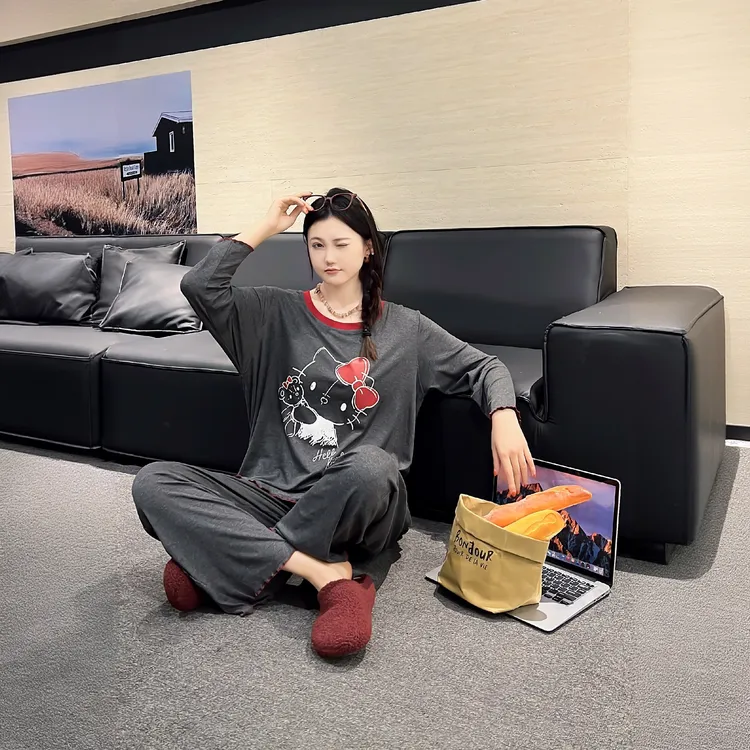 【小红猫猫】秋冬长袖长裤可爱宽松莫代尔棉可外穿休闲家居服1565