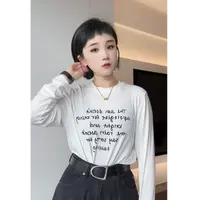 【彩丽家】设计感T恤印花性感风常规款字母白色内搭长袖百搭女