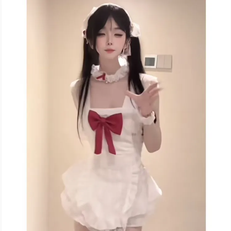 甜美少女睡裙蝴蝶结法式显瘦纯欲风吊带裙睡衣性感软妹裙蕾丝花边