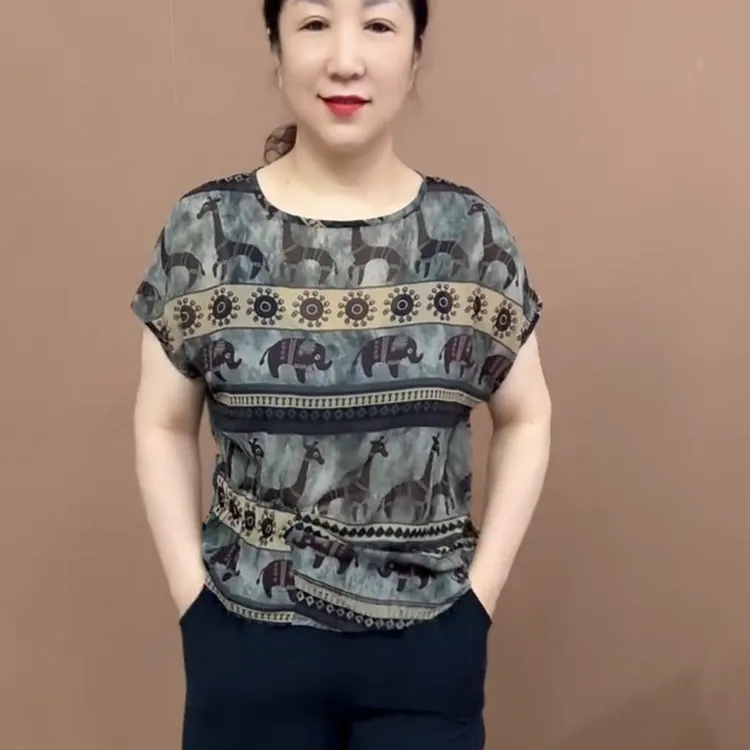 《专柜品质》夏季气质洋气时尚圆领遮肚显瘦印花百搭爆款无袖上衣5