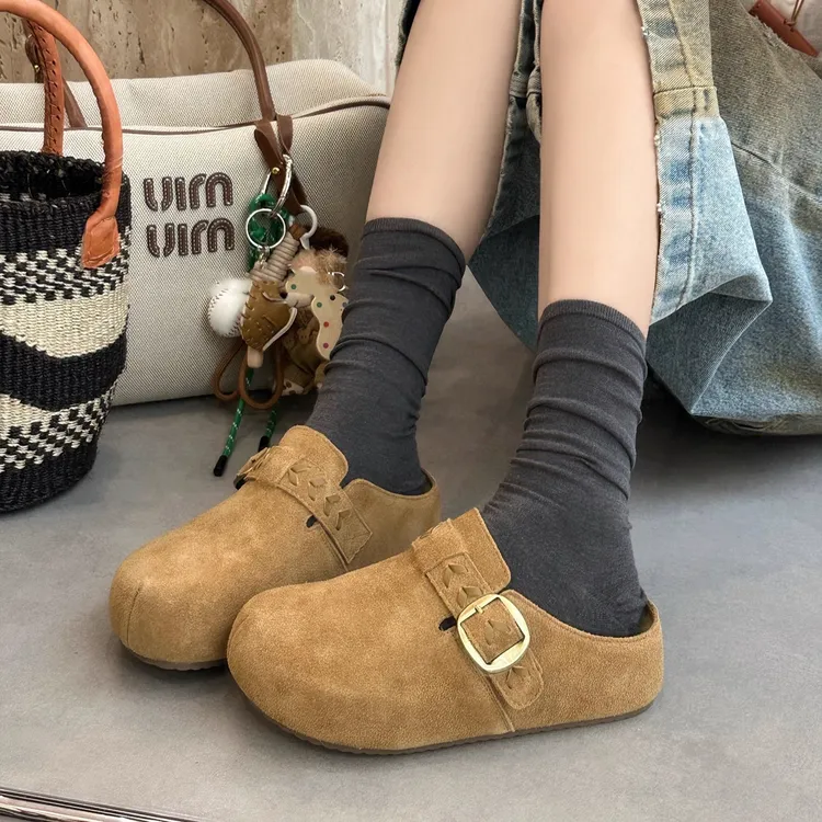 浪宸勃肯半拖鞋懒人一脚蹬2025秋季新款厚底包头拖鞋女外穿勃肯鞋