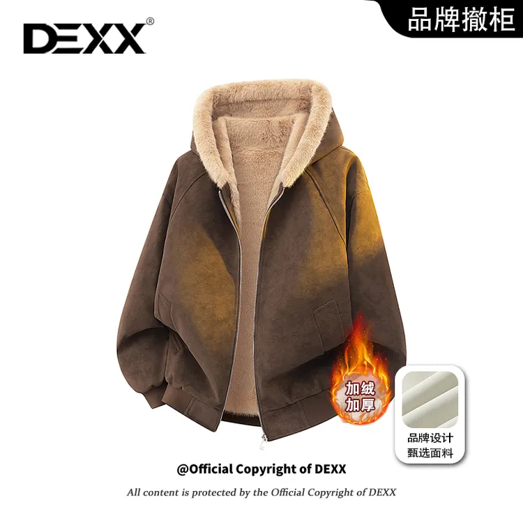 美式复古座山雕连帽皮夹克男士秋冬季保暖荔枝皮毛领宽松潮流外套