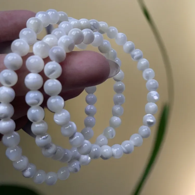 贝壳手链 天然银丝贝白蝶贝三圈6M设计小清新女款优雅时尚礼物