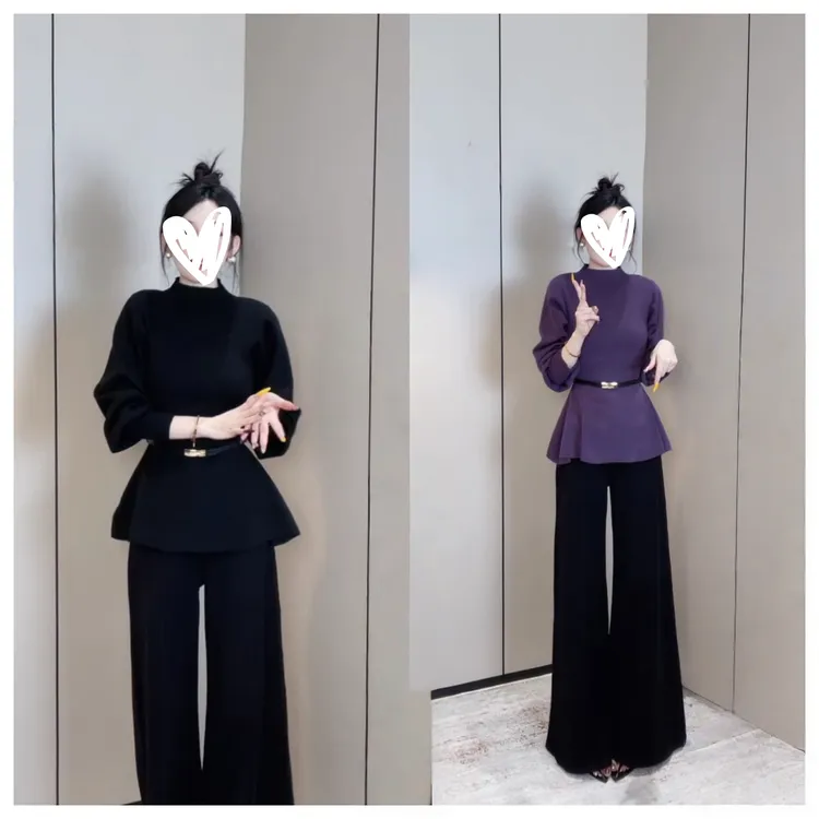 【暖冬新贵】秋冬款毛针织衫女新款半高领蝙蝠袖毛衫上衣C6503