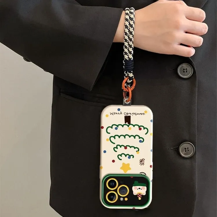 狗狗圣诞树适用iPhone16蓝白挂绳15手机壳14苹果13硅胶17大视窗11