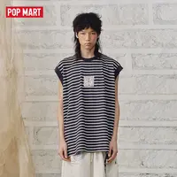 泡泡玛特Hirono Living Wild-海极之歌领航扁机领无袖T恤蓝色条纹