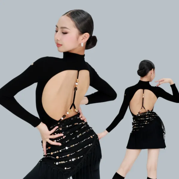 R·DESIGN拉丁舞服-棘光上衣系列-春夏秋冬长袖练习服