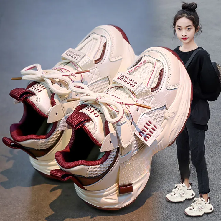 MK&DK小白鞋女童鞋子2025新款轻便女孩运动老爹鞋爆款网面透气