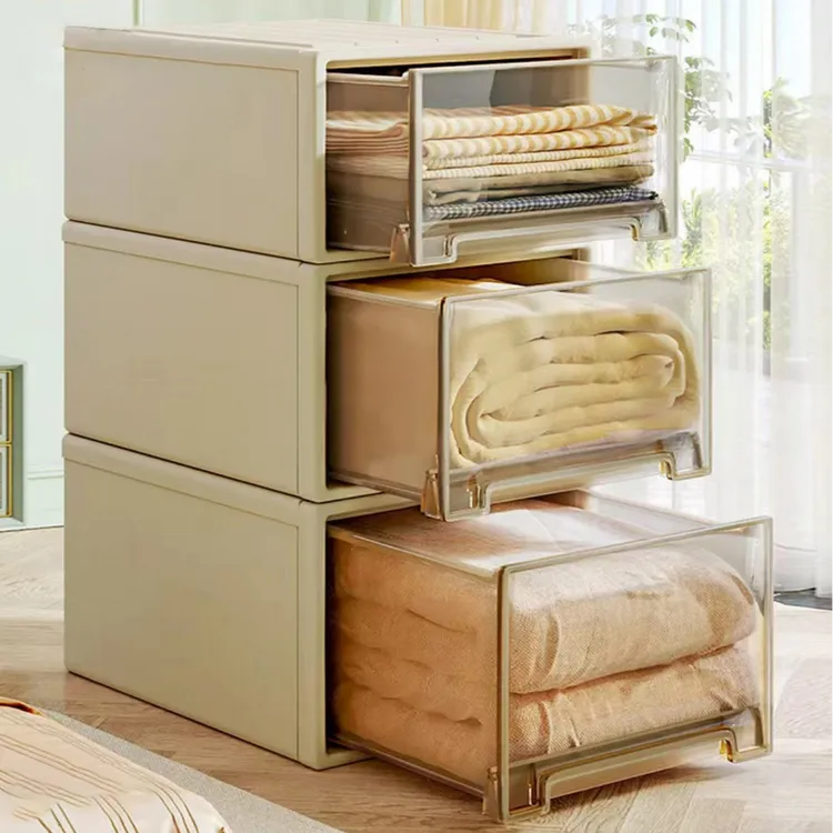 衣柜收纳箱整理箱抽屉式衣物收纳盒家用大容量储物盒车载透明箱