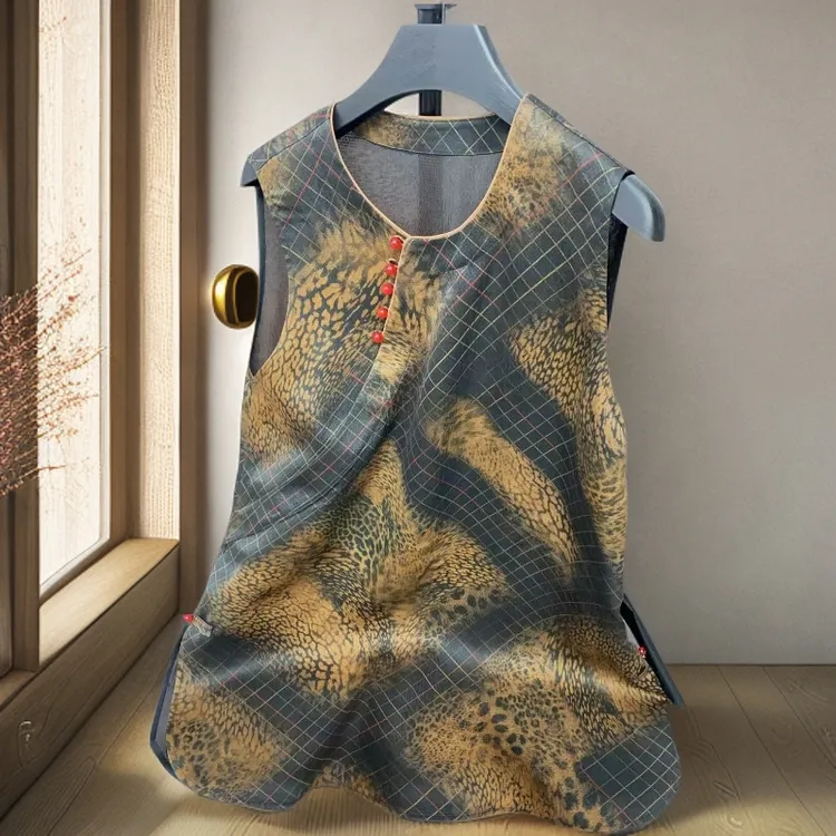 【拂晓光】香云纱澳带长款背心无袖百搭健身印花外穿国风夏季潮流