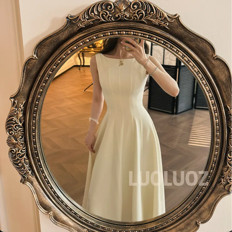 【现货】LUOLUOZ【风琴独奏】气质绝美收腰无袖时尚长款连衣裙JF736