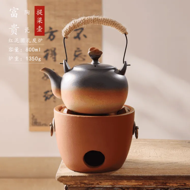 家用泡茶提梁煮茶壶陶瓷电陶炉明火烧水壶中式复古酒精炉碳炉可烧