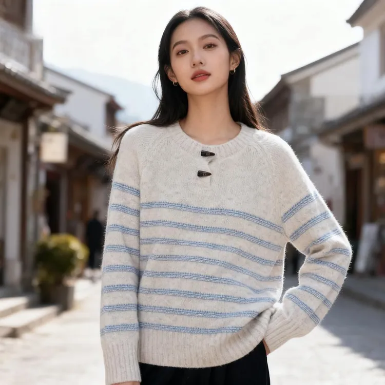 Basic House/百家好秋季格纹保暖百搭舒适休闲毛衣-B0625B5JMK2