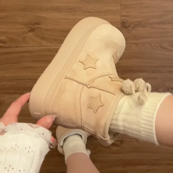 复古厚底可爱保暖增高雪地靴女2025新款冬季防滑加绒加厚百搭棉鞋