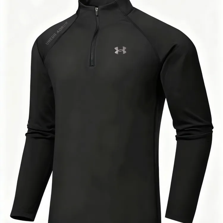 2025冬季新款半拉链抓绒打底长袖透气重磅300克户外运动男士t恤