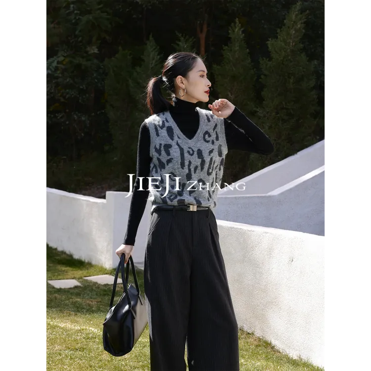 【JIEJI ZHANG】超细羊驼羊毛混纺高级定制秋冬百搭马甲351303